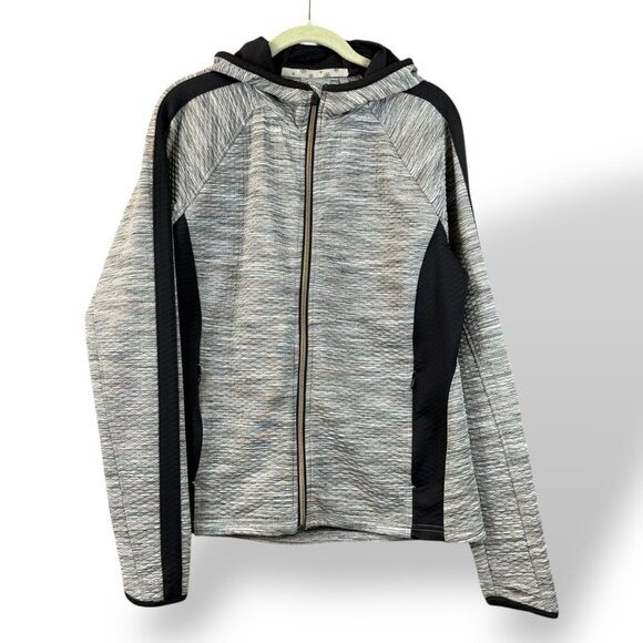 Athleta Jacket Womens Sz L Gray Snowscape Space Dye Full Zip Hoodie Athleticwear - Picture 1 of 11
